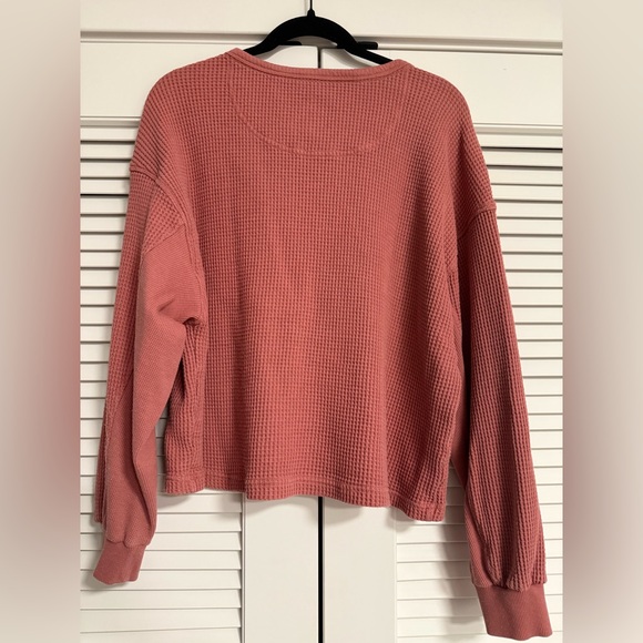 Aerie Dusty Rose Henley Waffle Top - Picture 3 of 3
